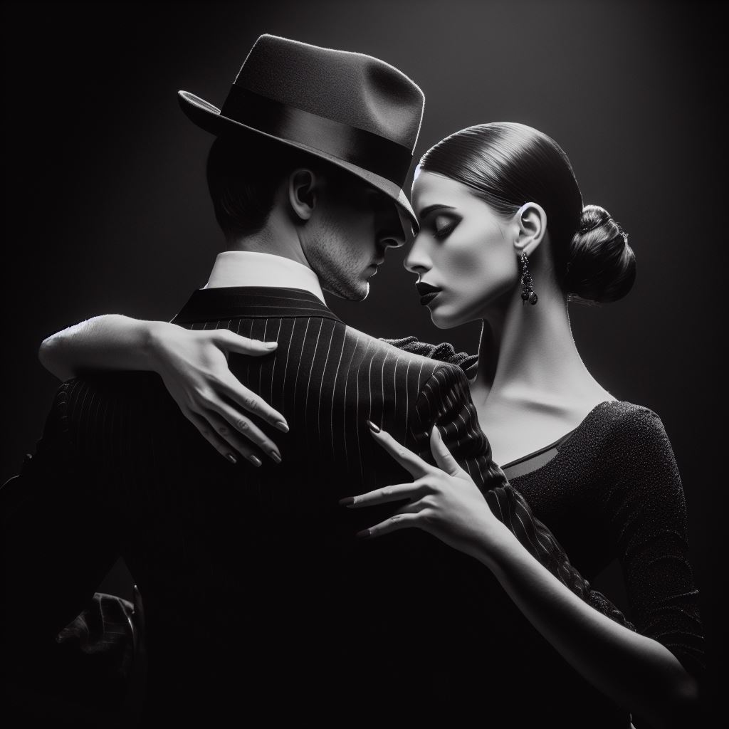 tango dancers in a close embrace