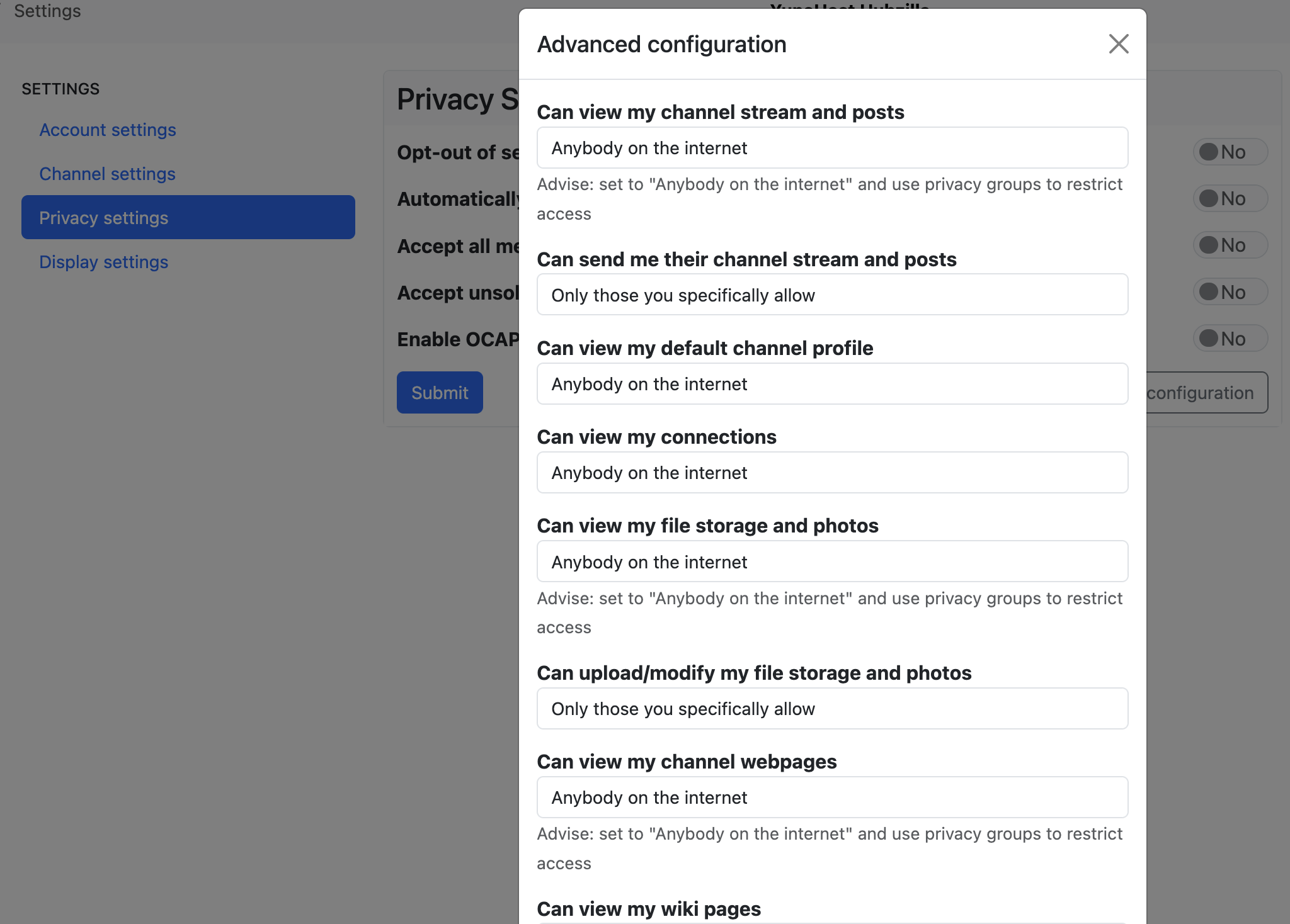 Advanced Permissions on Hubzilla